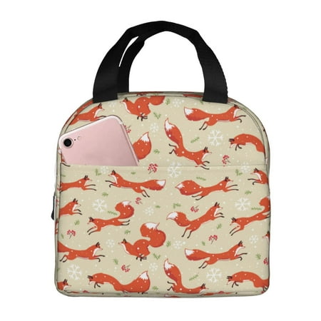 Insulated Lunch Bag for Women Men - Fox Snowflake Leakproof Cooler Lunch Box for Women Men  Lunch Tote Bags for Work School Picnic Travel