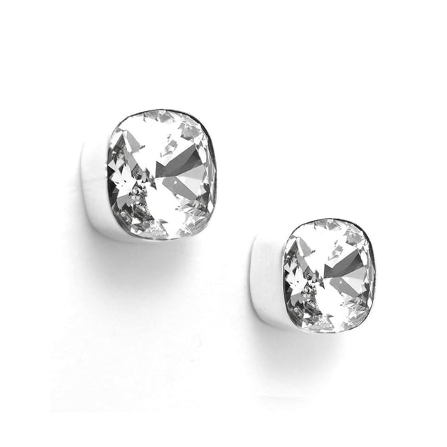 Aretes Zvezda Cushion color Crystal plata .925 poste Zvezda ZAR-CSH12-CRY-P