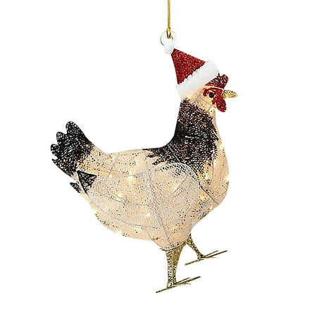 

Christmas Chicken Pendant with Scarf Ornament Wooden Hanging Ornaments
