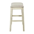 thumbnail image 4 of Pemberly Row Saddle Stool Beige Fabric & Antique White Base & Nailheads 2 Pack, 4 of 6