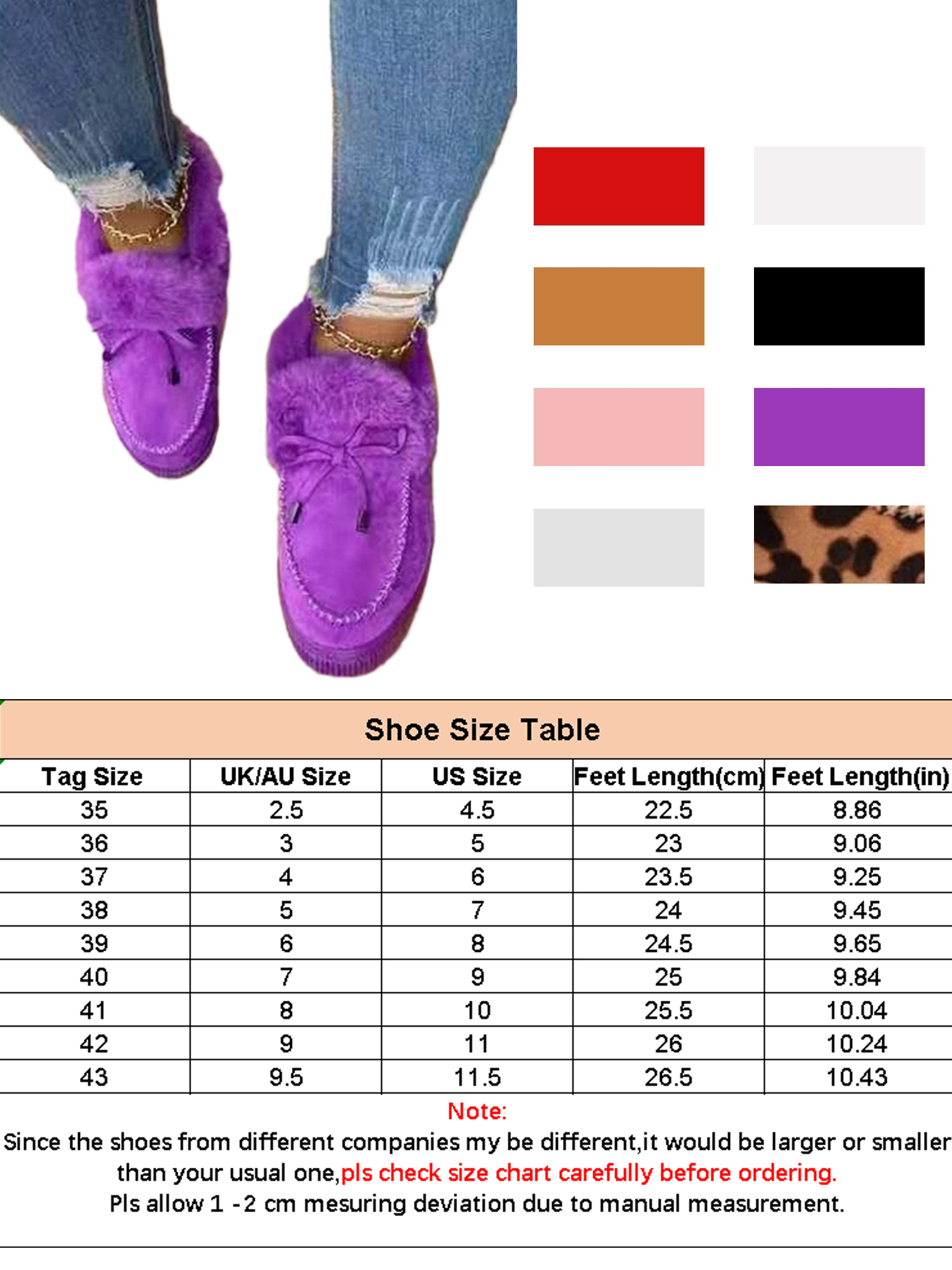 Avamo Women's Casual Shoes Loafers Plush Lined Low Top Casual Shoes Winter Warmer - image 2 of 2