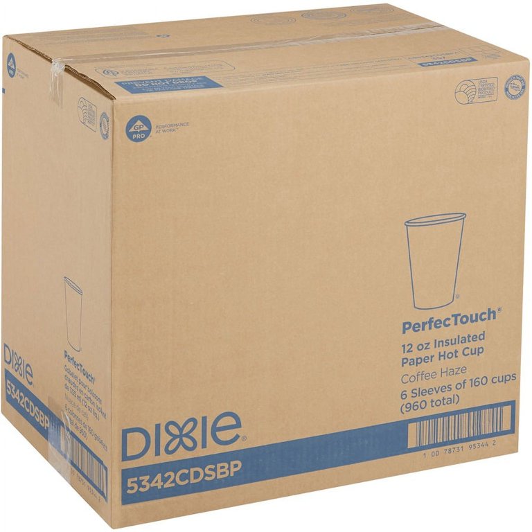 Dixie PerfecTouch 12 oz Insulated Paper Hot Coffee Cups by GP Pro - 160 / Pack - 6 / Carton - Assorted - Paper - Coffee, Hot Drink Dixie PerfecTouch 12 oz Insulated Paper Hot Coffee Cups by GP Pro - 160 / Pack - 6 / Carton - Assorted - Paper - Coffee, Hot Drink