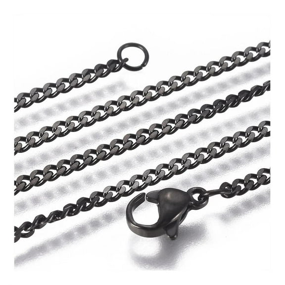 Stainless Steel Curb Chain Neckalces Lobster Black Purple Rose Gold 21.6" P373