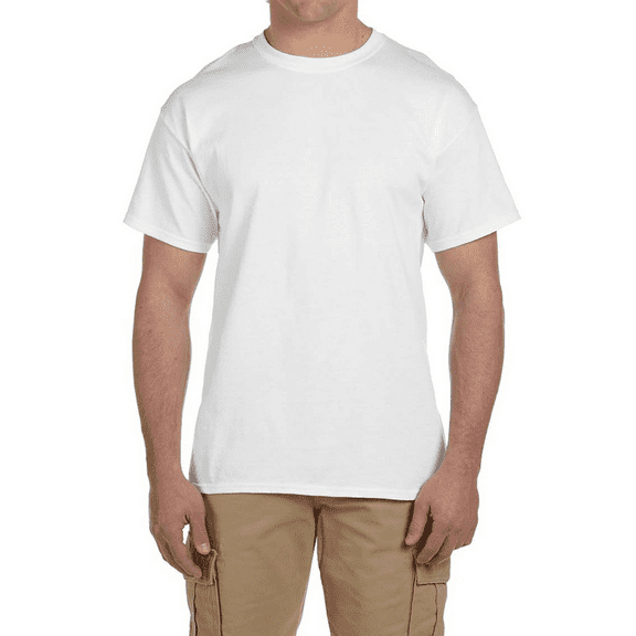 Hanes Men EcoSmart T-Shirt, Short Sleeve Crew Neck Cotton-Poly Blend Classic Tee, White, S