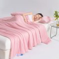 thumbnail image 4 of Qocolhg Quilt for Twin Bed Washable - Cooling Blankets for Hot Sleepers, Skin-friendly Solid Color Washed Cotton Summer Quilt, Oversized Bedding Soft Coverlet Quilts Twin Size, 59x79 inch Pink, 4 of 6