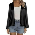 thumbnail image 7 of yoeyez Women Silk Satin Cardigan Lightweight Open Front Drape Cover Up Casual Soft Comfy Cropped Shrugs Cardigans Black,S, 7 of 7