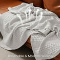 thumbnail image 6 of PHF 100% Cotton Waffle Weave Blanket, Lightweight Twin Washed Blanket for Bed Sofa Home Decor, Light Grey, 66"x90", 6 of 7
