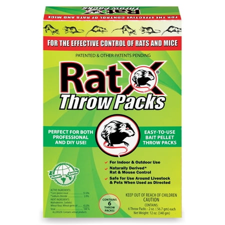 UPC: 0850004634097 | RatX Throw Packs Bait Pellets for Rats and Mice  Pack of 6-12oz