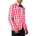 thumbnail image 4 of INSPIRE CHIC Men's Suit Gingham Plaid Single Breasted Regular Fit Notched Lapel Blazer L Red White, 4 of 5