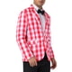thumbnail image 4 of INSPIRAR CHIC Traje de Día del Padre para Hombre, Blazer de Cuadros Gingham de Un Solo Botón, Corte Regular, Solapa Muesca, Rojo y Blanco, 4 of 5