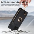 thumbnail image 3 of Cutyskin Premium PU Leather Back Case for Samsung Galaxy A12 5G, 360 Rotatable Ring Kickstand Zipper Purse Magnetic Buckle Card Slots Durable Fashionable Wallet Phone Case for Galaxy A12 5G, Black, 3 of 8