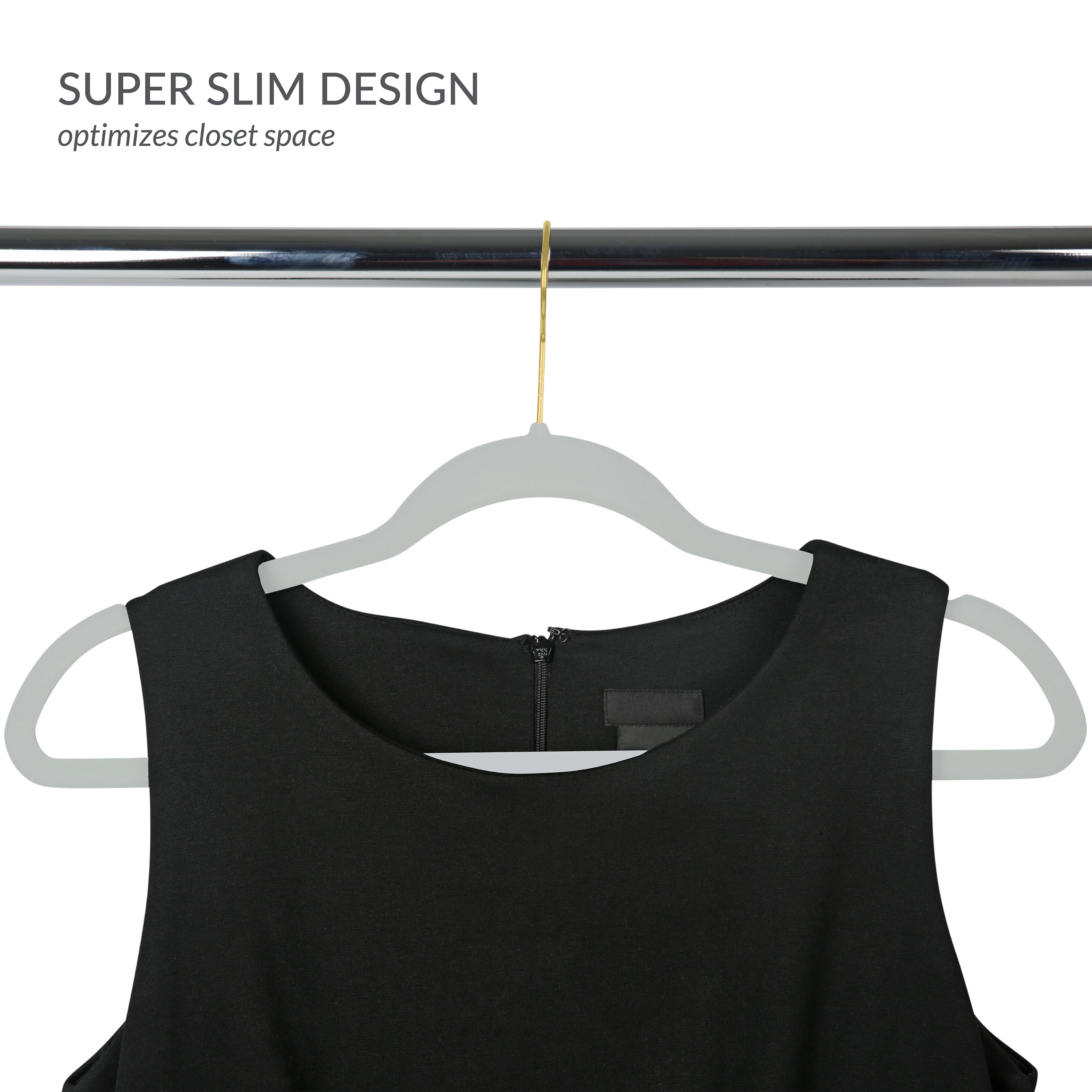 Simplify 25 Pack Slim Velvet Gold Hook Hangers in White