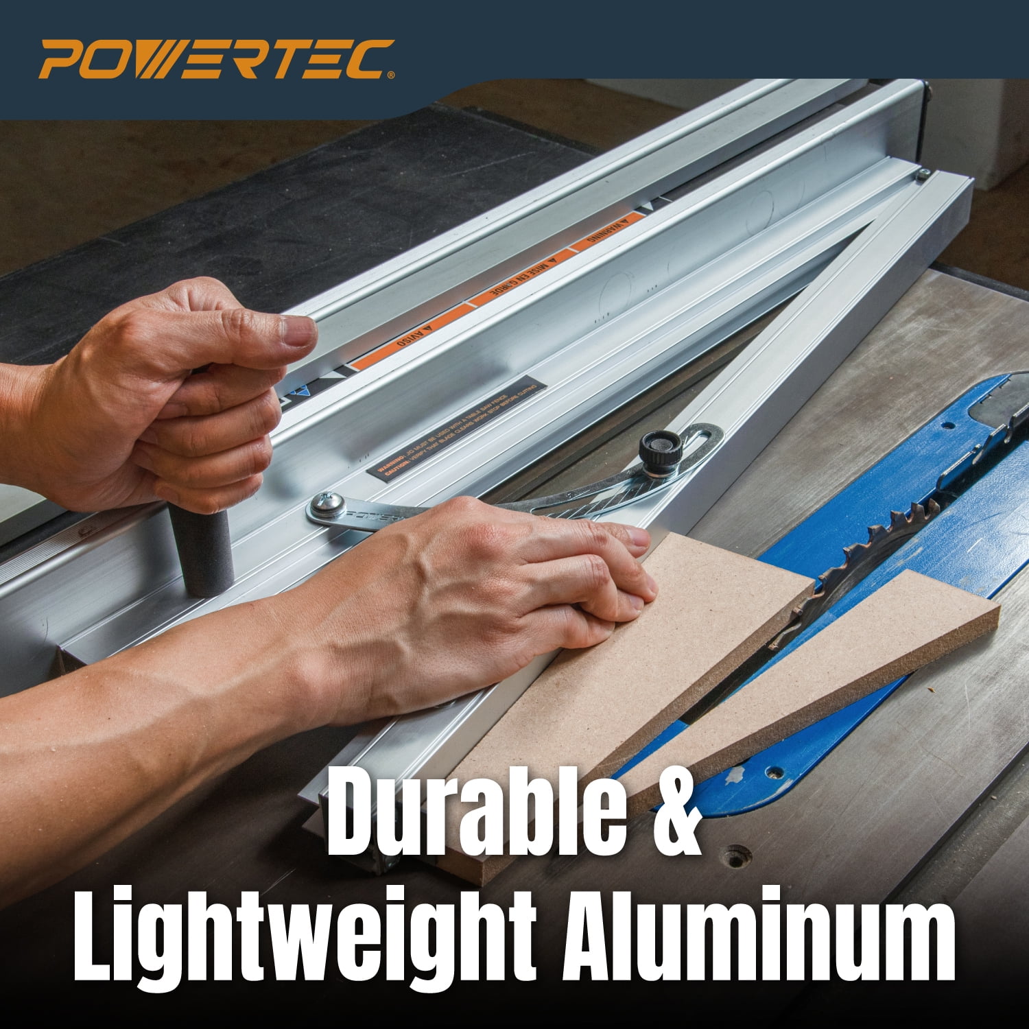 POWERTEC Table Saw Angle Cutting Jig for Creating Tapered Cuts | 24-Inch Lightweight Aluminum Rails and Laser Etched Scale, 15 Degrees of Taper, 71035V