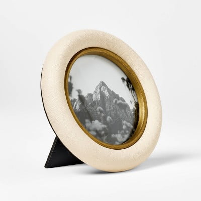 4"x4" Shagreen Wrapped Single Image Frame Cream