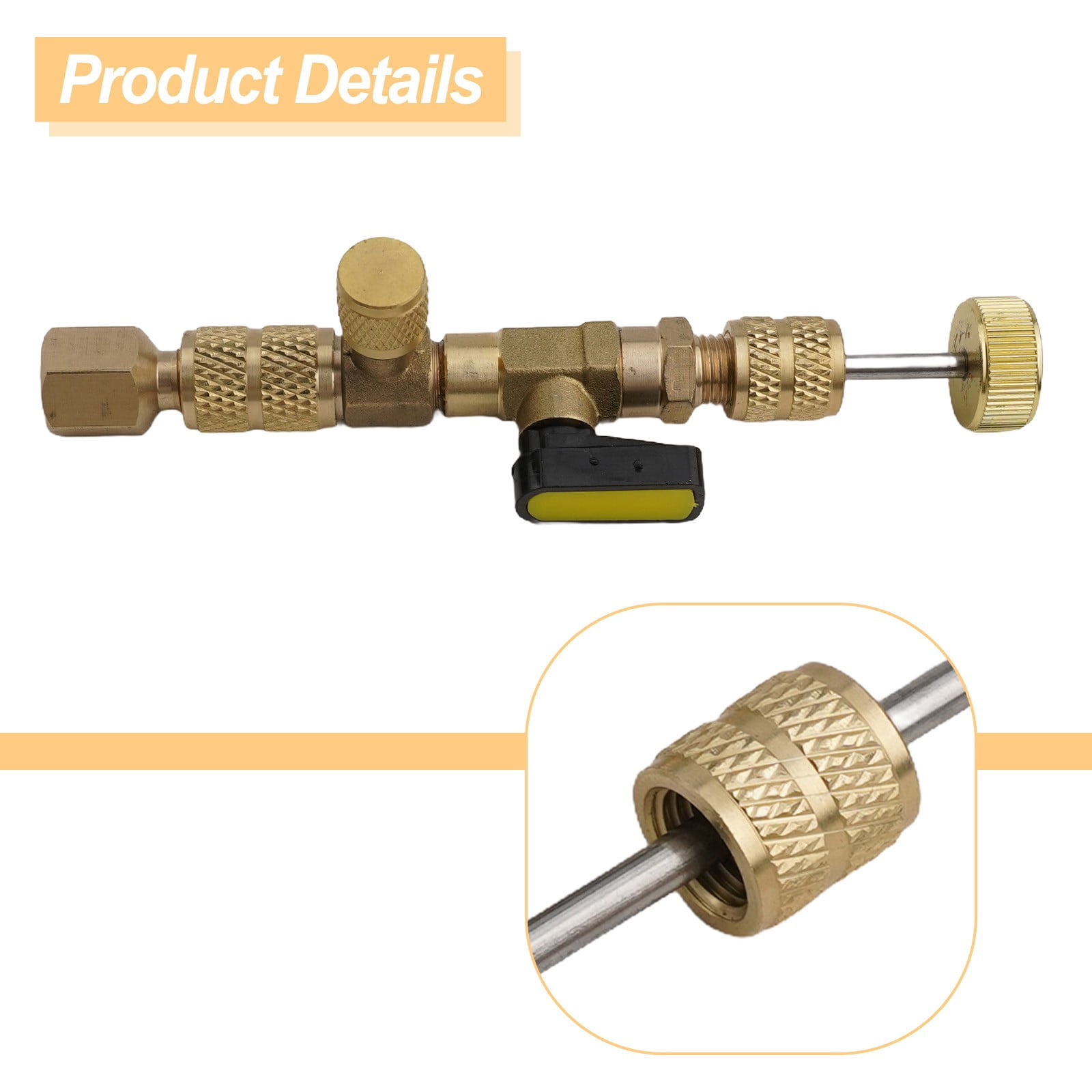 R410A R22 Valve Core Remover Installer Tool with Dual Size Sae 1/4 & 5/16 Port for R404A R407C R134A R12 R32 R600 Hvac System