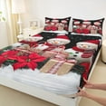 thumbnail image 3 of jejeloiu Funny Snowman Bed Sheets,Red Christmas Flower King Sheets,Xmas Candy Cane Sheet Set For Kids,Ultra Soft Home Decor,4pcs, 3 of 7