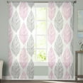 thumbnail image 2 of Pink Grey Leaves Sheer Curtains 72 Inches Long 2 Panels Set, Window Sheer Curtains for Living Room/Bedroom, Summer Tropical Plant Aesthetics Light Filtering Rod Pocket Curtain 52'' x 72'' x 2, 2 of 7