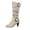 Beige, variant on Womens Middle Mid Calf Boots Casual Boots High Knee Round Head Buckle Strap Boots for Women