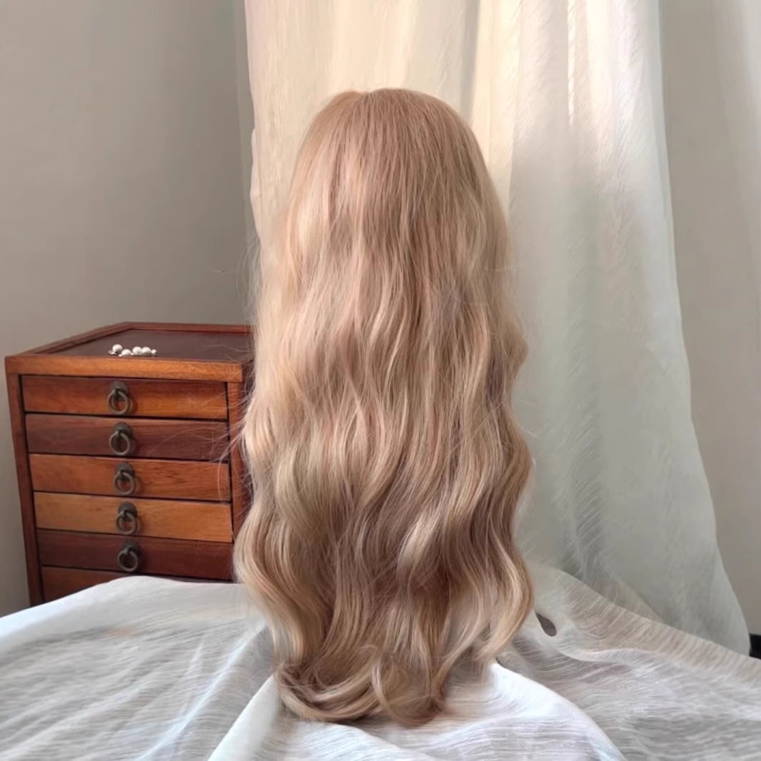 Xiao Hua Medium length Ripple Wig Head Cover, 1 heat-resistant synthetic wig, Bohemian chic curly hair, protective wig, refined wig