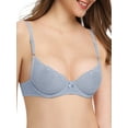 thumbnail image 4 of Deyllo Women's Sexy Lace Unlined See Through Underwire Demi Mesh Bra, Gray 32C, 4 of 5