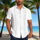 thumbnail image 1 of Blusa y camisa de manga corta con cuello vuelto Camisa casual para hombre Camisa de bolos vintage de manga corta Camisas de verano de playa cubana Camisa con botones Blusa para hombre Poliéster, 1 of 6