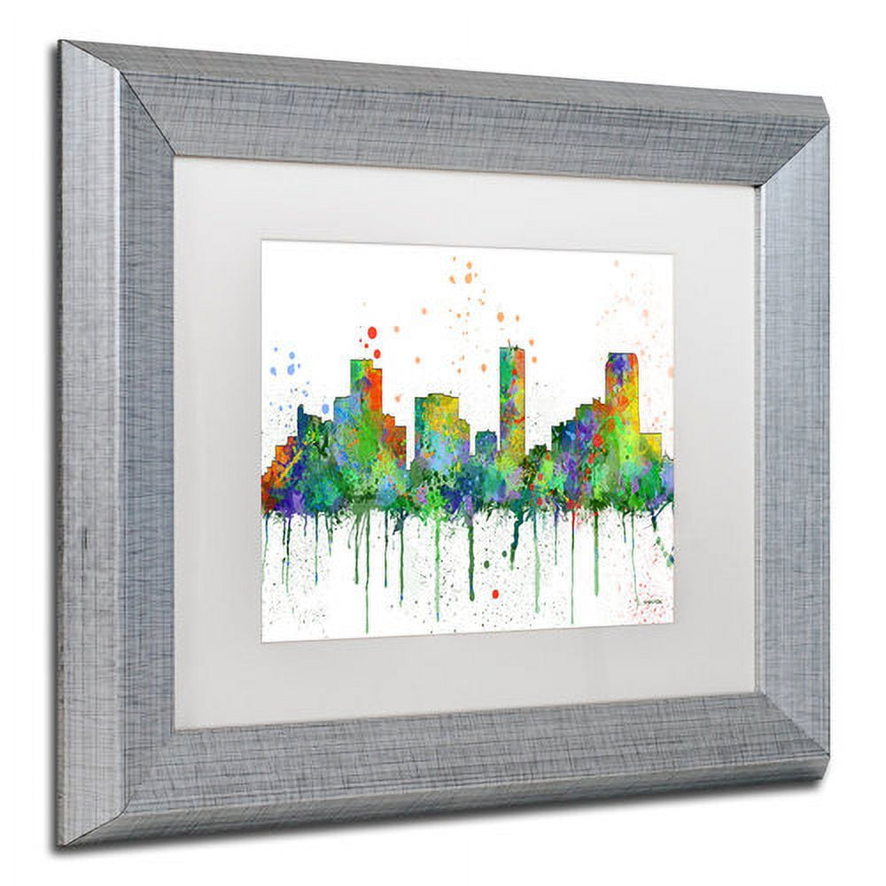 Trademark Fine Art "Denver Colorado Skyline Mclr-1" Canvas Art by Marlene Watson, White Matte, Silver Frame