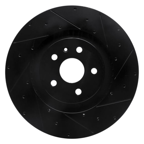 Disco de freno R1 Concepts, perforado y ranurado, negro, delantero derecho