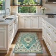 thumbnail image 4 of Floral Medallion Area Rug - 3x5 Distressed Entry Throw Rug Turkish Indoor Accent Rug Non-Slip Washable Low-Pile Carpet for Entrance Living Room Bedroom Dining Table, Sky/Baby Blue, 4 of 8