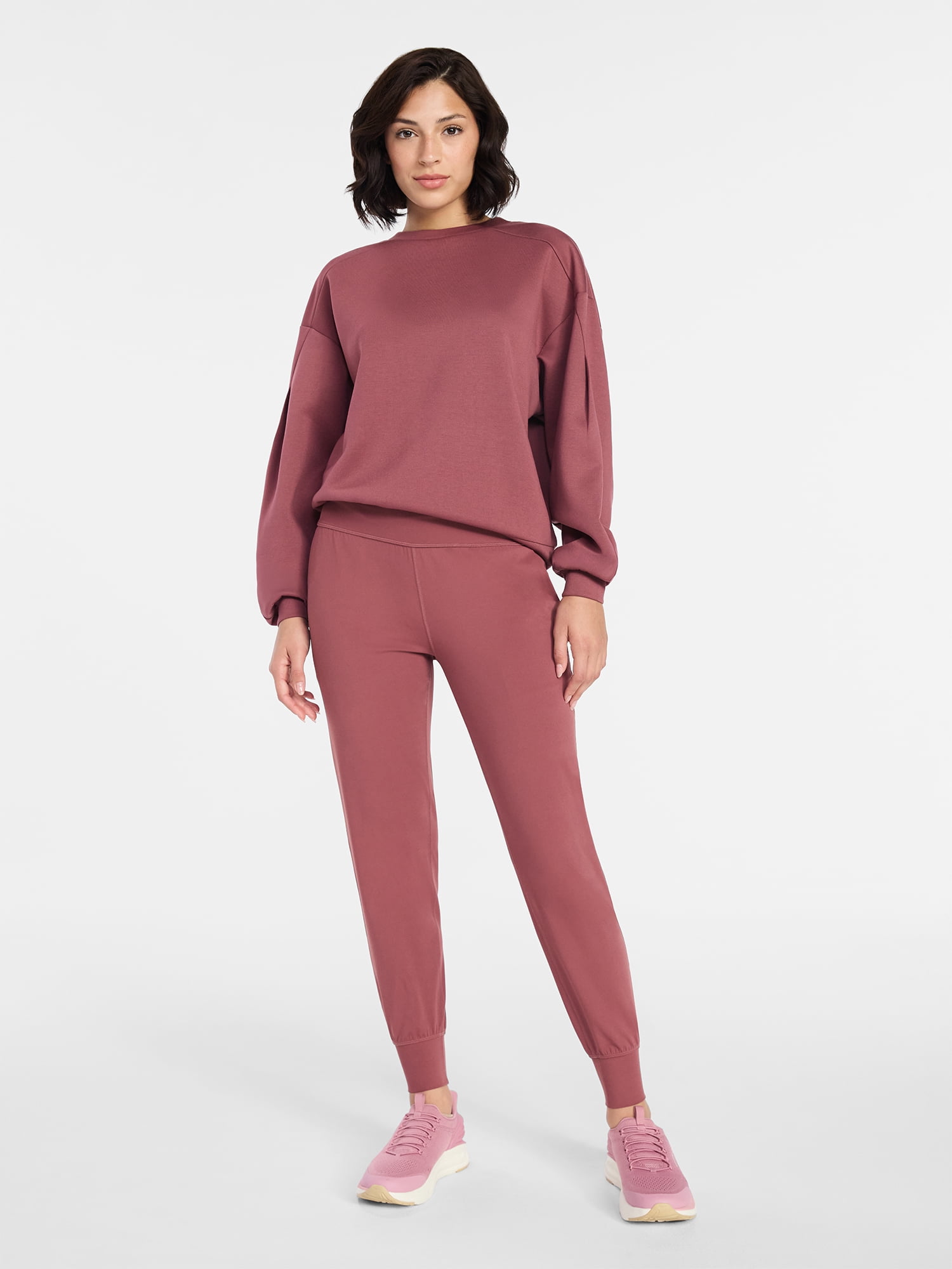 Avia Women's and Women's Plus SoftSculpt High-Rise Joggers with Side Pockets, 28" Inseam, Sizes XS-4X