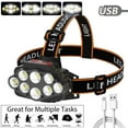 thumbnail image 3 of Yucurem 8LED Camping Headlight Usb Rechargeable Outdoor Headlamp for Fishing Hiking Camping Lamp (Black), 3 of 10