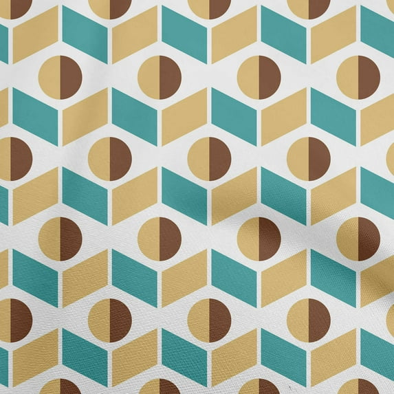 oneOone Cotton Cambric Turquoise Blue Fabric Geometric Sewing Fabric By The Yard Printed Diy Clothing Sewing Supplies 56 Inch Wide