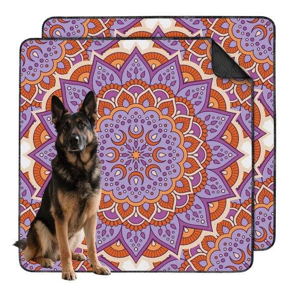 Extra Large 48" x48" Stylish Mandala Washable Puppy Pads, Reusable Dog Pee Pads with Non-Slip Bottom for Indoor Use