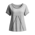 thumbnail image 4 of WHEANG 2026 Trendy Summer Tops for Women Short Sleeve Collarless Button Down Shirt Breathable Linen Crop Blouse for Women Lightweight Casual Beach Vacation Outfit Tops(Color Gray Size 2XL), 4 of 6