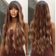thumbnail image 1 of KAKOWELY Peluca rizada: Peluca sintética larga y ondulada con flequillo para mujer. Adorno capilar de aspecto natural para uso diario en fiestas., 1 of 4