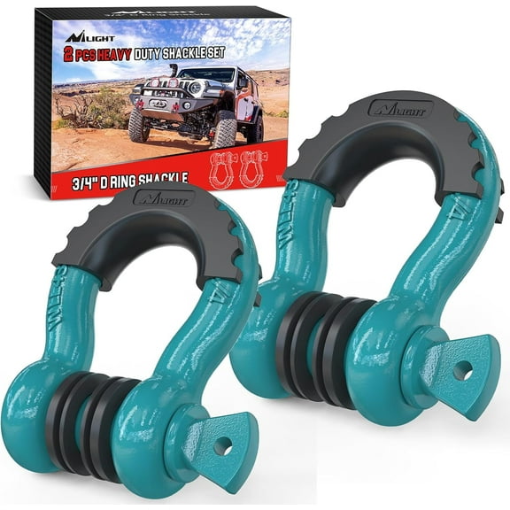 Nilight 2 Pack 3/4" D-Ring Shackle with 7/8" Screw Pin 41,887lbs Break Strength, Heavy Duty off Road Recovery Shackle with Isolators Washers for Use with Tow Strap, Winch, Off-Road Jeep Truck Vehicle