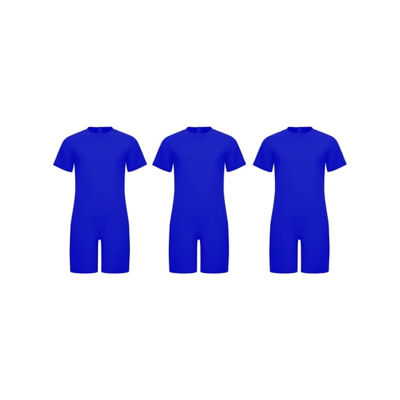 Kaerm Girls Boys 3 Pcs Special Needs Adaptive Clothing Anti-Strip Romper Short Sleeve Zip Back Jumpsuit Royal Blue 8