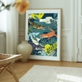 thumbnail image 6 of Three Crocodiles - India Illustration Wildlife Tropical Jungle Animal Surrealism Botanical Pattern Oak Framed Wall Art Print 11 x 14 inches, 6 of 12