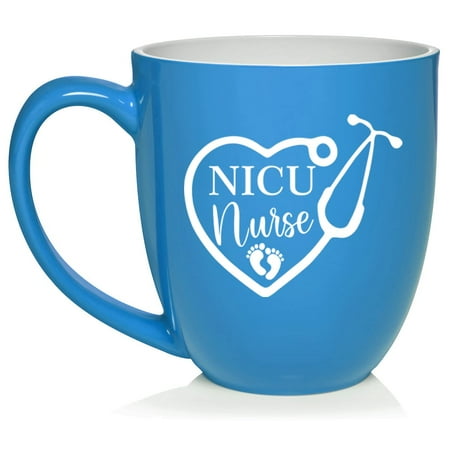 

Heart Stethoscope NICU Nurse Neonatal Ceramic Coffee Mug Tea Cup Gift for Her Sister Wife Boss Coworker Friend Birthday Cute Graduation Retirement Nursing (16oz Light Blue)