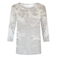 thumbnail image 4 of Uootdi Womens Tops Boho Botanical Print 3/4 Sleeve Top Soft Stretchy Blouse Casual Daily Top Elegant Blouse Gift, 4 of 5