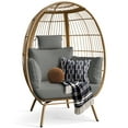 thumbnail image 5 of Dextrus Egg Chair, 385lbs Capacity Large Wicker Outdoor Indoor Egg Chairs with Stand Cushion Egg Basket Chair - Grey, 5 of 6