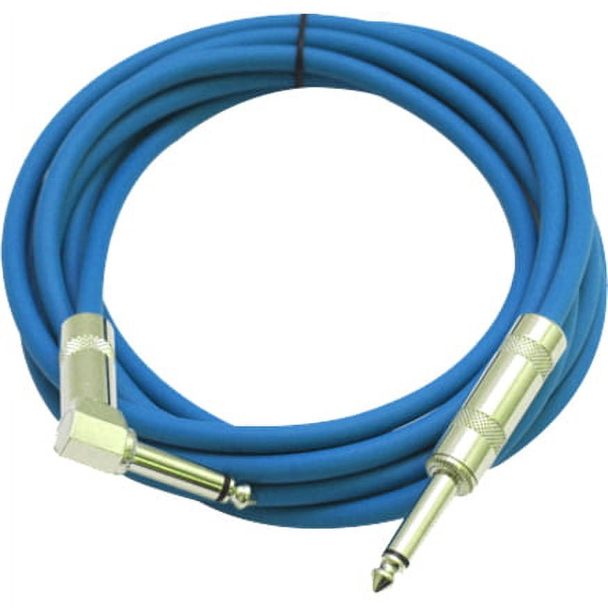 Seismic Audio 4 Pack - 10' Blue Guitar Cable TS 1/4" to Right Angle - Instrument Cord - SAGC10R-Blue-4Pack