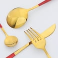 thumbnail image 3 of REGALWOVEN 20 Piece Silverware Set, Stainless Steel Flatware Set for 5, Mirror Polished Cutlery Set, Serving Utensils Set for Kitchen Eating Red 20, 3 of 6