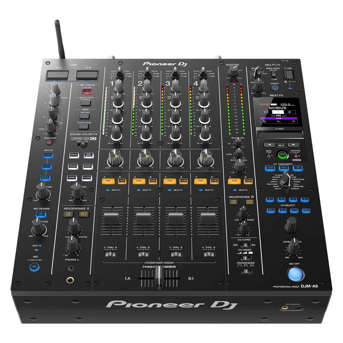 Pioneer DJ DJM-A9 4-Channel Professional DJ Mixer with Black Laptop Platform Carrying Case Package