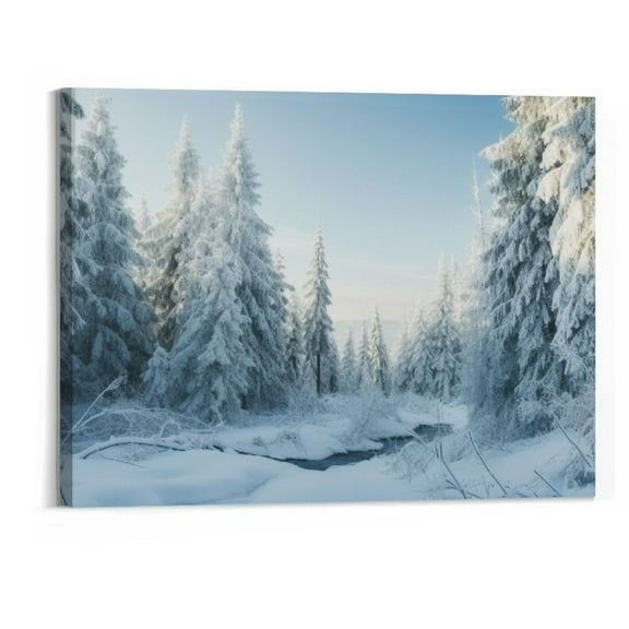 Shiartex  Winter Scene Canvas Wall Art for Home Office Decor - Beautiful Landscape Snowy Trees Art Modern Cool Wall Paintings Print On Canvas Ready to Hang 20x16 Inch