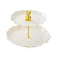 thumbnail image 3 of Soporte para cupcakes de postre, bandeja multifuncional de 2 niveles para servir pasteles y galletas. Beige con oso dorado, 3 of 9