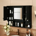 thumbnail image 2 of Euroco Wall-Mounted Bathroom Medicine Cabinet with Mirror, Adjustable Shelves, Waterproof MDF, Space-Saving Storage for Bathroom, Bedroom or Living Room, 35"x28.7", 2 of 9