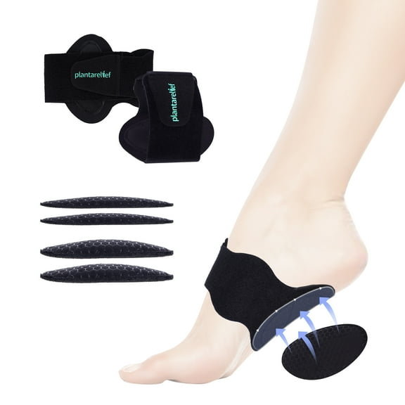 Arch Support Braces for Plantar Fasciitis Relief, 2 Pairs of Removable Gel Pads, Adjustable Arch Support Sleeves, Arch Support Pads Wraps for Foot Arch Pain, Fallen Arches, High Arches Relief