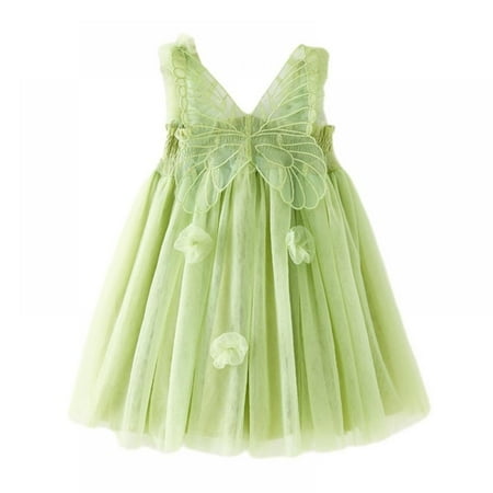 

BULLPIANO 0-6Years Baby Girls Special Occasion Dress Tulle Tutu Dress Butterfly Print Back Sundress