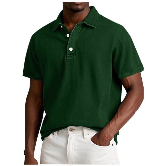 pstuiky Camisas de vestir de manga corta para hombre, Camiseta informal de manga corta con botones y solapa de color liso para hombre camisas casuales para hombre xxl