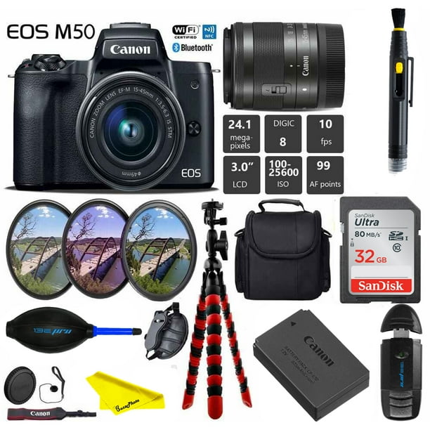 Canon EOS M50 Mirrorless Digital Camera (Black) Premium Accessory